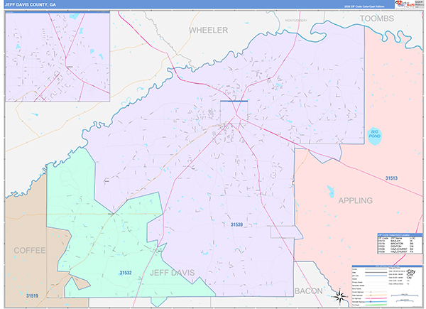 Jeff Davis County, GA Wall Map